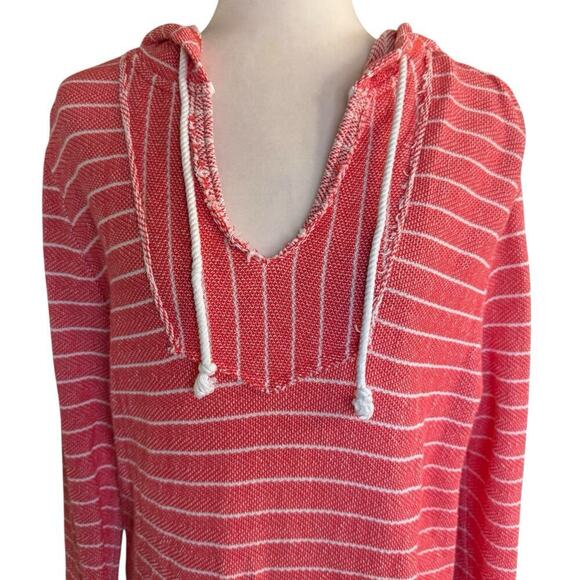 Natural Reflections Womens Size L Orange Striped Hibiscus Pulliver Hoodie - Picture 2 of 11
